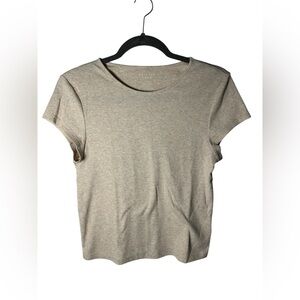 American Eagle Ribbed Crewneck T-Shirt Beige Neutral Women’s Size L